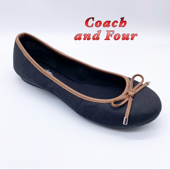 Coach and Four Shoes - NEW-Coach and Four Black and Tan Ballet Bow Flat 6